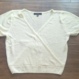 Lulu's Cream V-Neck Sweater Size Medium